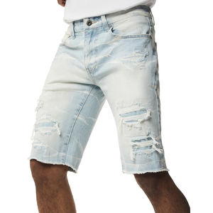 Shorts en jean pour homme de haute qualité 100% coton, décontractés, tricotés, coupe régulière, multi-poches, style streetwear, coupe régulière - Product Image 5