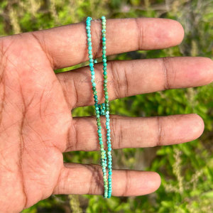 Handmade Turquoise <b>Beaded</b> Necklace Gold Accent Delicate Boho Minimalist Jewelry Gift for Women - Product Image 2