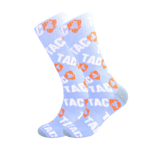 Chaussettes de sport en coton 100% pour hommes, à rayures, avec logo brodé personnalisé, respirantes, hiver, fond élastique, confortables - Product Image 3