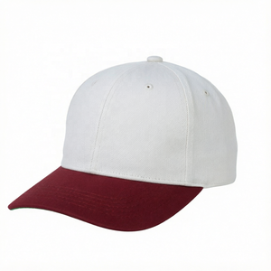 Casquette Snapback 6 Panneaux Blanc Bourgogne Réglable en Coton Unisexe Décontractée Extérieur Respirante Imperméable Chapeau Couleur Unie Visière Contrastante - Product Image 1