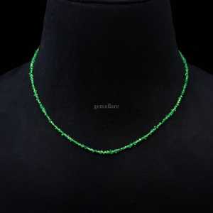 Collar de cuentas de diamante Herkimer verde en bruto, joyería de cristal de piedra de nacimiento de abril, collar llamativo de cuarzo Herkimer hecho a mano, al por mayor - Product Image 2