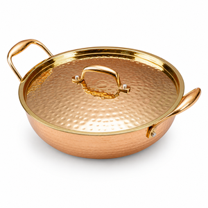 Olla de Cobre Martillado con Tapa y Doble Asa, Sartén de Cobre para Servir, Utensilios de Cocina para Hoteles, Restaurantes y Catering, Venta al por Mayor - Product Image 1