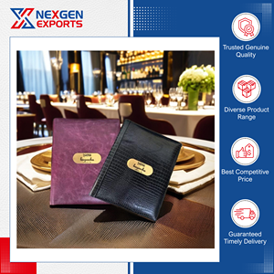 Nexgen Exports - Carpeta de Menú para Restaurante de Cuero PU Hecha a Mano de la Mejor Calidad y Altamente Duradera con Logotipo y Diseño Personalizados, Origen India - Product Image 2
