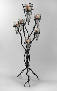 Black Iron Arch Tea <b>Light</b> Holder 5 Candle Vine <b>Leaf</b> Design Metal Candle Holder for Home Decor - Product Image 5