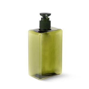 Emballage cosmétique personnalisé, bouteille plate carrée imprimée en sérigraphie, design rechargeable, plastique PET léger, vente en gros, pompe 400 ml - Product Image 1