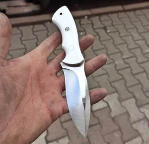 มีดสกินเนอร์เหล็ก J2 คุณภาพสูง ขนาด 8 นิ้ว ใบมีดทรงดรอปพอยต์แบบเต็มด้าม ด้ามจับหุ้มหนังปรับแต่งได้ สำหรับการล่าสัตว์ รับผลิตแบบ OEM - Product Image 5