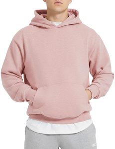 Sweat à capuche d'hiver rose bébé en molleton vierge 400 g/m² de haute qualité pour hommes, 100 % coton, option logo personnalisé imprimé - Product Image 3