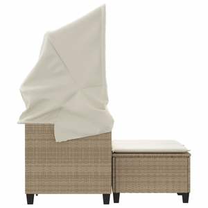 Canapé de jardin en rotin PE beige avec structure en acier thermolaqué et tissu en polyester, mobilier d'extérieur durable - Product Image 6