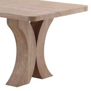Mesa de Comedor Moderna para Cocina o Restaurante, Base de Pedestal, Tapa Rectangular Curva de Madera de Acacia Sólida de 2 Pulgadas de Grosor - Product Image 6