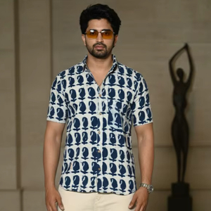 Chemise à manches longues 100 % coton pour homme – Écologique, respirante, élégante, décontractée pour l'été, col rabattu, tricotée - Product Image 1