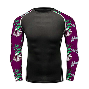 Chemise de compression à manches longues pour homme, impression par sublimation, séchage rapide, spandex polyester, motif bleu jaune, taille adulte, personnalisable - Product Image 6