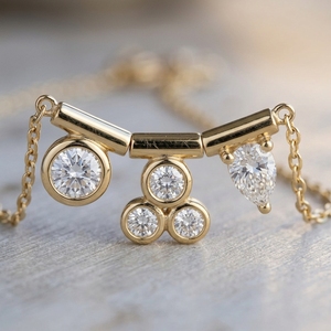 Magnifique collier de fiançailles tendance pour femme en or massif 10 carats avec diamant de laboratoire taille ronde - Cadeau d'anniversaire - Product Image 2
