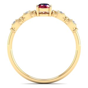 แหวนหมั้นเพชรโมอิสซาไนต์ทองคำแท้ 14K คุณภาพสูง REYES สำหรับผู้หญิง ดีไซน์หรูหรา รูปทรงวงรี พลอยทับทิม 0.5 กะรัต เครื่องประดับชั้นดี - Product Image 4