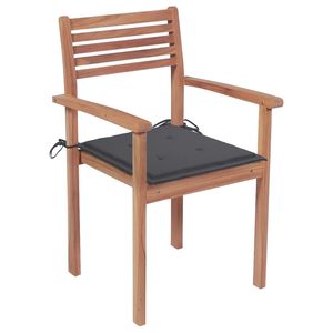Juego de 6 Sillas Apilables de Madera de Teca Natural para Patio, Cómodas y Elegantes - Product Image 2