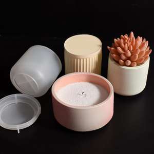 Molde de silicona cilíndrico con tapa para velas de yeso, diseño de rayas redondas y rayas para almacenamiento - Product Image 4