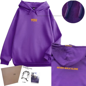 Customize 100% Organic Cotton Drop-shoulder Casual Pullover Hoodies for Women Breathable Hooded Collar Front Badge <b>Decoration</b> - Product Image 1