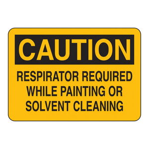 Panneau de signalisation en PVC : Attention, masque respiratoire requis pour la peinture et le nettoyage aux solvants - Product Image 1