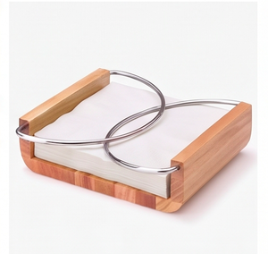 Porte-serviettes luxueux de haute qualité en métal et bois, design élégant, parfait pour le bureau, le restaurant et la vaisselle, accessoires élégants - Product Image 3