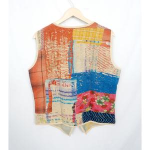 Handcrafted Boho Vintage <b>Kantha</b> printed Cotton Vest for Women handmade Sleeveless <b>Jacket</b> with Multicolor for Winter - Product Image 6