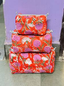 Sac à cosmétiques de style bohème, motif géométrique, vert rose, textile, trousse de toilette portable, organisateur de maquillage, fermeture à glissière - Product Image 1