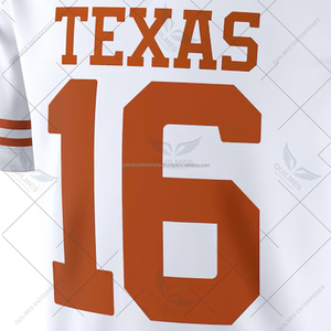 Jersey de Fútbol Americano Personalizado de la Universidad de Texas Longhorns, Blanco, Ligero, de Alta Calidad, Manga Corta, Estampado - Product Image 3