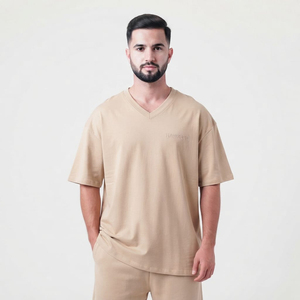 T-shirt surdimensionné OEM en coton épais, personnalisable avec logo, manches courtes, uni, grandes tailles pour hommes - Product Image 4