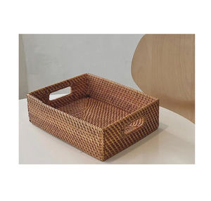 Fabulous Design Handmade Natural Rattan Tray Decorative Storage for Living Room Tea <b>Table</b> Use Wholesale Product - Product Image 1