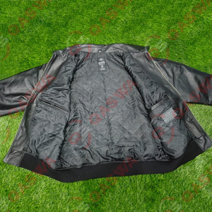Chaqueta Bomber de Cuero Clásica Unisex Estilo Avirex, Personalizada OEM, de Alta Calidad, Negra, de Lona, para Invierno, Transpirable, con Revestimiento Frontal - Product Image 3