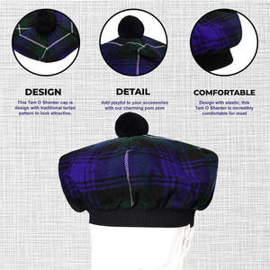 Chapeau écossais Tartan Tam o' Shanter avec pompon en laine, bonnet personnalisé du clan Forbes des Highlands, vente en gros - Product Image 3