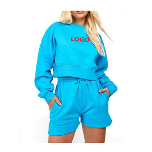Sweat-shirts et shorts pour femmes de haute qualité, nouveau style, logo personnalisé OEM, couleur unie, taille grande - Product Image 1