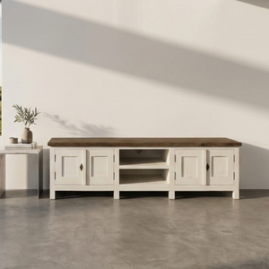 Cómoda Fero Ultra Minimalista de Madera Maciza con 6 Cajones, Acabado en Teca Natural, Estilo Contemporáneo para Sala de Estar o Dormitorio - Product Image 1