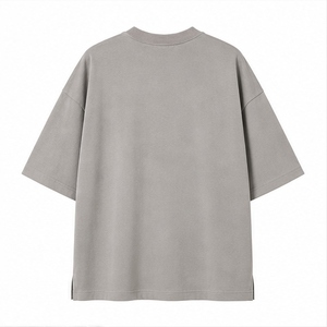 เสื้อยืดโอเวอร์ไซส์ผู้ชายสีเทาอ่อนแบบสั่งทำขายส่ง ทรงหลวม ไหล่ตก คอกลม แขนสั้น สไตล์สตรีทแวร์ - Product Image 2