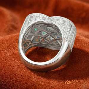 925 Sterling Silver Heart Moissanite <b>Ring</b> for Men Iced Out Hip Hop <b>Statement</b> <b>Ring</b> Color Gemstone Luxury Style - Product Image 3