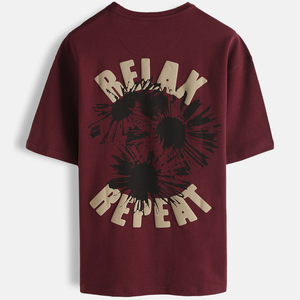 T-shirt homme surdimensionné 100% coton, broderie et impression en relief du logo personnalisé sur le devant, vente en gros - Product Image 4