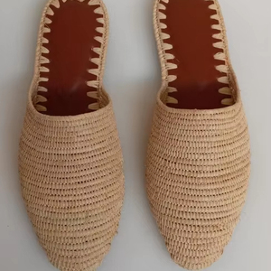 Sandales en raphia naturel, chaussures en raphia pour femmes, mules en raphia faites à la main, sandales d'été, raphia marocain - Product Image 1