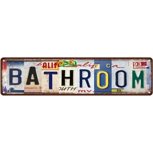 Insegne in Metallo Vintage 16 X 4 Pollici per Decorazione Murale Domestica, Cartelli Stile Retrò per Bagno e Strada - Product Image 1