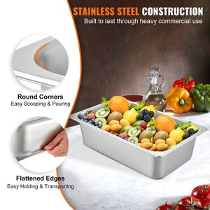 Set di 6 Contenitori Profondi in Acciaio Inox per Alimenti 20,9 X 12,8 X 5,9 Pollici 20,5L per Riscaldamento e Conservazione - Product Image 3
