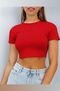 Haut court imprimé col rond pour le week-end, style décontracté, respirant, séchage rapide, anti-plis, en coton tricoté et élasthanne - Product Image 2