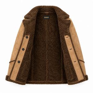 Manteau en daim sur mesure pour homme, doublure en polaire bouclée chaude, veste d'hiver, vêtements d'extérieur à marque privée - Product Image 4
