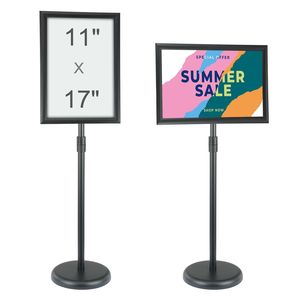 Support de signalisation robuste 11 x 17 pouces, réglable verticalement et horizontalement, pour affiches imprimées, à poser au sol - Product Image 1