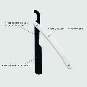 German Stainless Steel Barber <b>Razor</b> Thin Blade Holder Beard Manual Plastic & Steel Handle Beard Barber Shaving <b>Razor</b> - Product Image 2