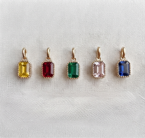 Pendentif minimaliste en saphir rose naturel taille émeraude, serti clos, en or jaune 14 carats, pour femmes et enfants - Product Image 2