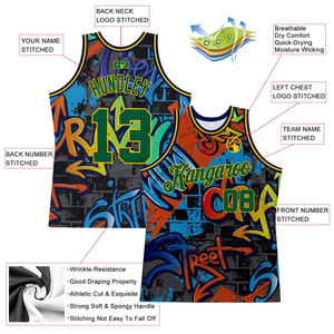 Camiseta de Baloncesto Personalizada con Estampado de Graffiti, Sin Mangas, Sublimada, con Nombre y Número del Equipo, Transpirable, Tipo Pullover - Product Image 2