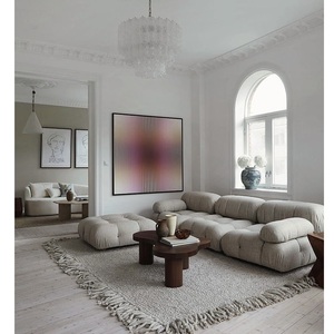 Beige Color Space Saving Corner <b>Sofa</b> L Shape Warranty 210x150cm <b>Wooden</b> <b>Frame</b> Minimalist Vietnam Origin Living Room <b>Sofas</b> - Product Image 4