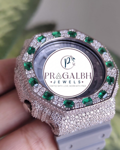Reloj Pragalbh Jewels con Bisel de Diamantes, Reloj de Lujo con Moissanita, Correa de Acero Inoxidable y Caucho - Product Image 4