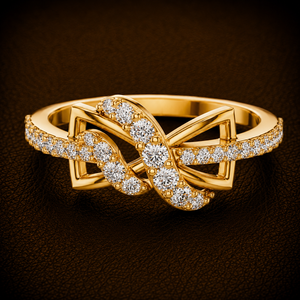 Bague de mariage en or massif 14K 18K avec diamant de laboratoire DEF VVS taille brillant rond, motif feuille torsadée et accents ronds, vente en gros OEM - Product Image 1