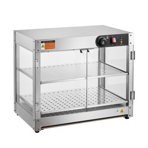 Espositore Riscaldato Commerciale a 2 Livelli 800W con Controllo Temperatura 86-185°F e Luce che Valorizza la Presentazione degli Alimenti - Product Image 1
