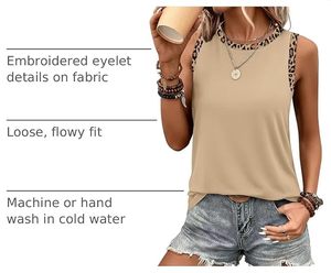 Women's <b>Tank</b> <b>Tops</b> <b>Lace</b> Solid Jersey Knitted Breathable Casual O-Neck Boho Color Block Sleeveless Summer Beach Vacation Curved XL - Product Image 6