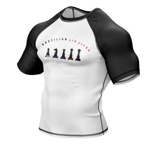 Professional BJJ Rashguard Short Sleeve Compression Shirt Brazilian Jiu Jitsu MMA Grappling Training Wear Chess Belt Design - Product Image 2