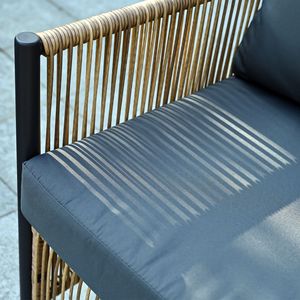 Nuovo Arrivo: Set di Mobili da Giardino con Divano a 2 Posti in Vimini PE Marrone, Cuscini Grigi e Tavolino - Product Image 5